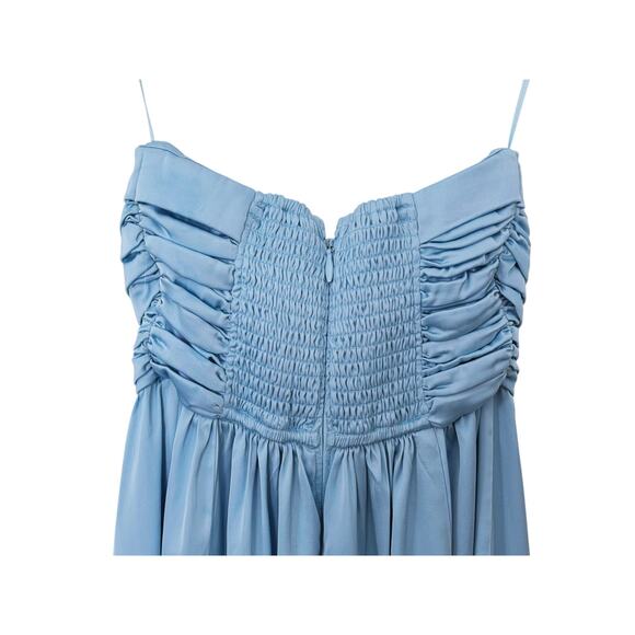 Abercrombie & Fitch Emerson Satin Strapless Midi Dress Size XS Pastel Blue Event - Picture 9 of 12